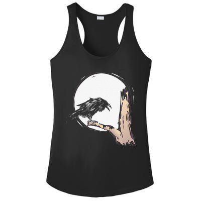 Bird Full Moon Crow Spooky Raven Gothic Halloween Ladies PosiCharge Competitor Racerback Tank