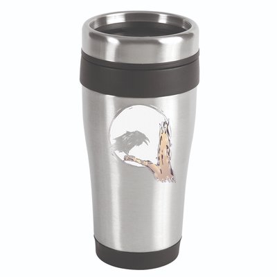 Bird Full Moon Crow Spooky Raven Gothic Halloween 16oz Travel Tumbler