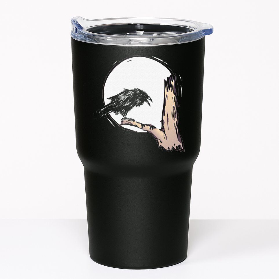 Bird Full Moon Crow Spooky Raven Gothic Halloween Tumbler