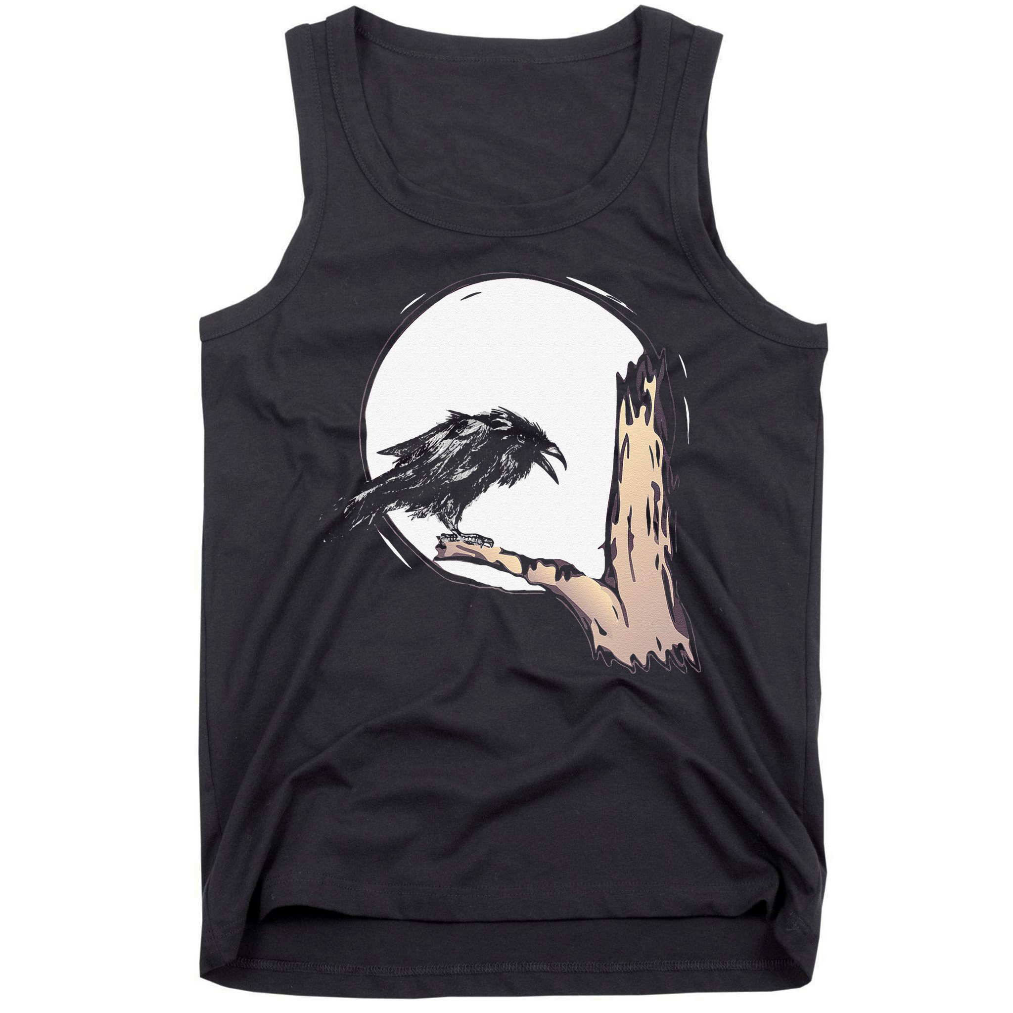 Bird Full Moon Crow Spooky Raven Gothic Halloween Tank Top