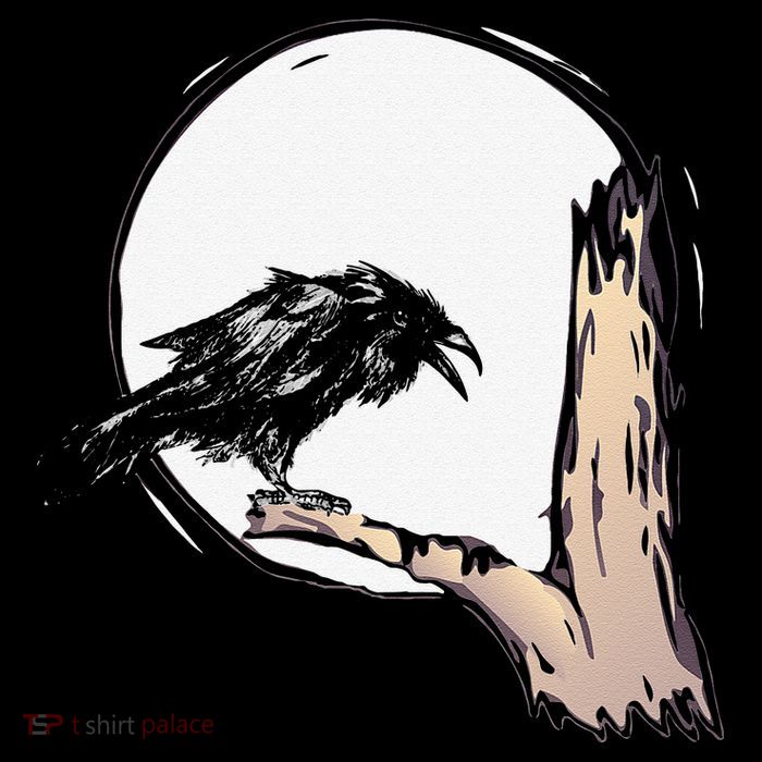 Bird Full Moon Crow Spooky Raven Gothic Halloween Wool Snapback Cap