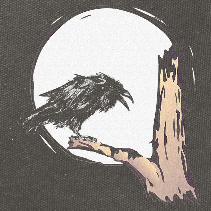 Bird Full Moon Crow Spooky Raven Gothic Halloween Cotton Canvas Backpack
