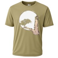 Bird Full Moon Crow Spooky Raven Gothic Halloween Cooling Performance Crew T-Shirt