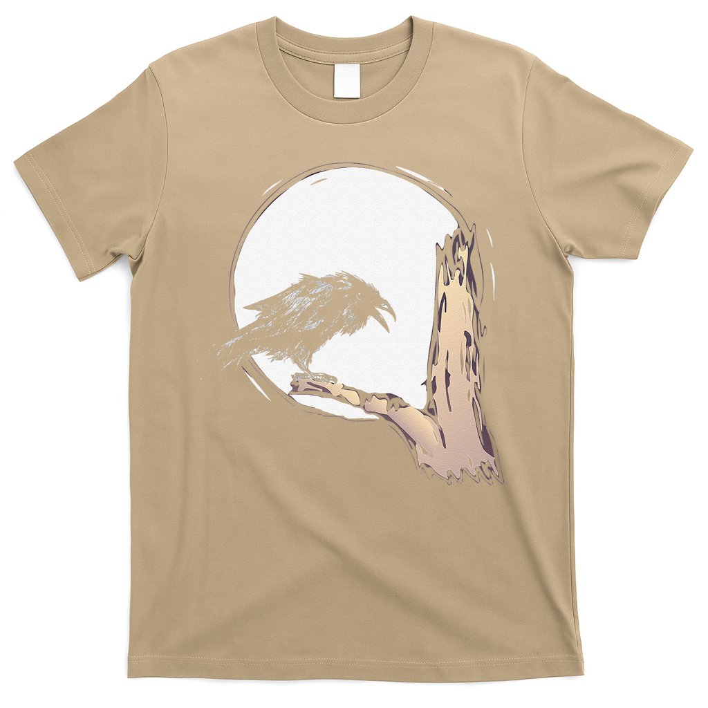 Bird Full Moon Crow Spooky Raven Gothic Halloween T-Shirt