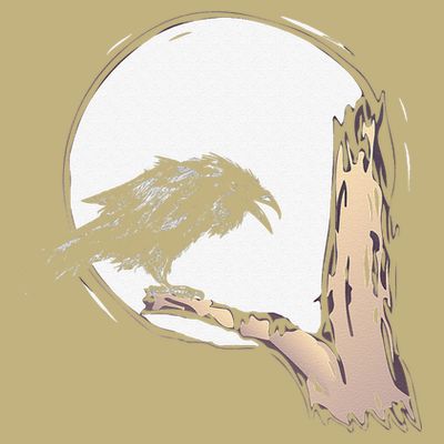 Bird Full Moon Crow Spooky Raven Gothic Halloween T-Shirt