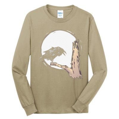 Bird Full Moon Crow Spooky Raven Gothic Halloween Tall Long Sleeve T-Shirt