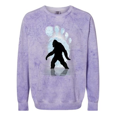 Bigfoot Footprint Moon Light Funny Sasquatch Colorblast Crewneck Sweatshirt