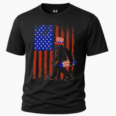 Bigfoot Fireworks Merica 4th of July USA Flag Patriotic Performance Shirt