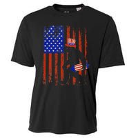 Bigfoot Fireworks Merica 4th of July USA Flag Patriotic Cooling Performance Crew T-Shirt