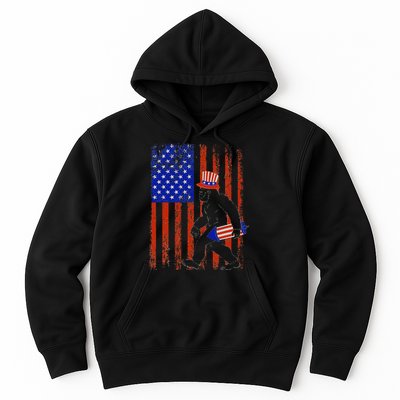 Bigfoot Fireworks Merica 4th of July USA Flag Patriotic Hoodie