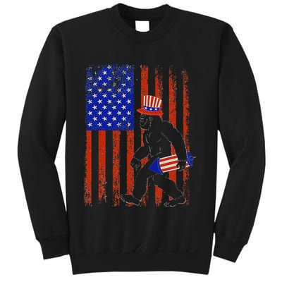 Bigfoot Fireworks Merica 4th of July USA Flag Patriotic Sweatshirt