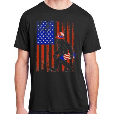 Bigfoot Fireworks Merica 4th of July USA Flag Patriotic Adult ChromaSoft Performance T-Shirt