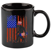 Bigfoot Fireworks Merica 4th of July USA Flag Patriotic 11oz C Handle Ceramic Mug