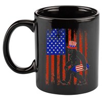 Bigfoot Fireworks Merica 4th of July USA Flag Patriotic 11oz C Handle Ceramic Mug