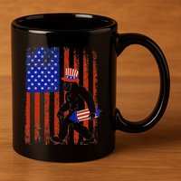Bigfoot Fireworks Merica 4th of July USA Flag Patriotic 11oz C Handle Ceramic Mug