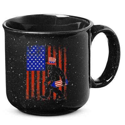 Bigfoot Fireworks Merica 4th of July USA Flag Patriotic 15oz Campfire Ceramic Mug