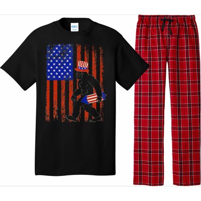 Bigfoot Fireworks Merica 4th of July USA Flag Patriotic Pajama Set