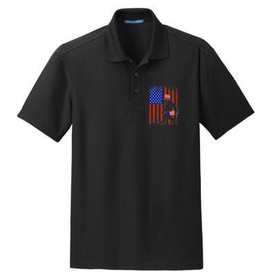 Bigfoot Fireworks Merica 4th of July USA Flag Patriotic Dry Zone Grid Polo