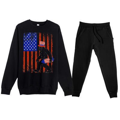 Bigfoot Fireworks Merica 4th of July USA Flag Patriotic Premium Crewneck Sweatsuit Set