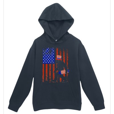 Bigfoot Fireworks Merica 4th of July USA Flag Patriotic Urban Pullover Hoodie