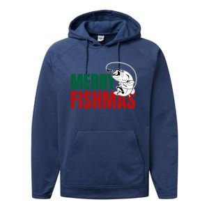 Bass Fish Merry Fishmas Gift Performance Fleece Hoodie