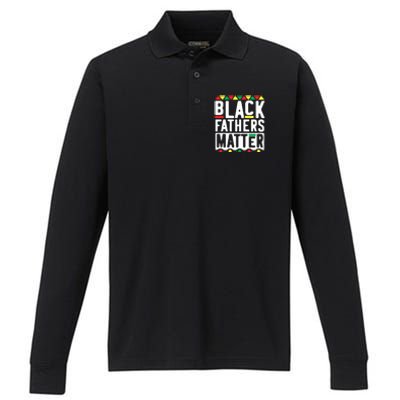 Black Fathers Matter Black Pride Month Performance Long Sleeve Polo