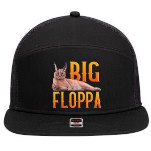 Big Floppa Meme Cute Caracal Cat Ank Op 7 Panel Mesh Trucker Snapback Hat