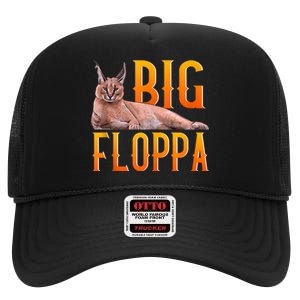 Big Floppa Meme Cute Caracal Cat Ank Op High Crown Mesh Back Trucker Hat