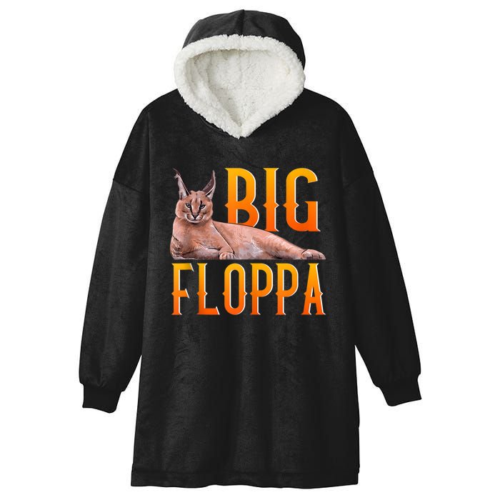 Big Floppa Meme Cute Caracal Cat Ank Op Hooded Wearable Blanket