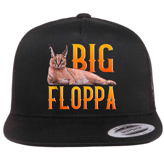 Big Floppa Meme Cute Caracal Cat Ank Op Flat Bill Trucker Hat