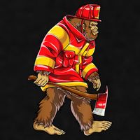Bigfoot Firefighter Men Thin Red Line Sasquatch Lover Ladies PosiCharge Tri-Blend Wicking Tank