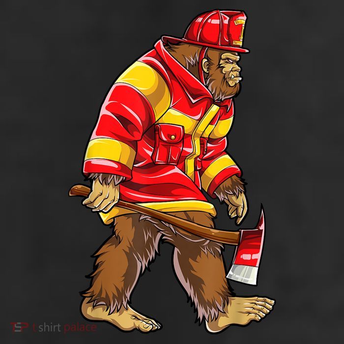 Bigfoot Firefighter Men Thin Red Line Sasquatch Lover Cool Comfort Performance Bucket Hat