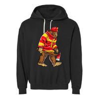 Bigfoot Firefighter Men Thin Red Line Sasquatch Lover Garment-Dyed Fleece Hoodie