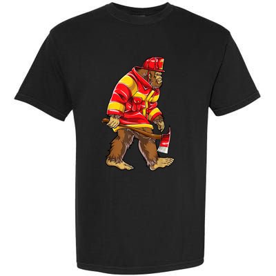 Bigfoot Firefighter Men Thin Red Line Sasquatch Lover Garment-Dyed Heavyweight T-Shirt