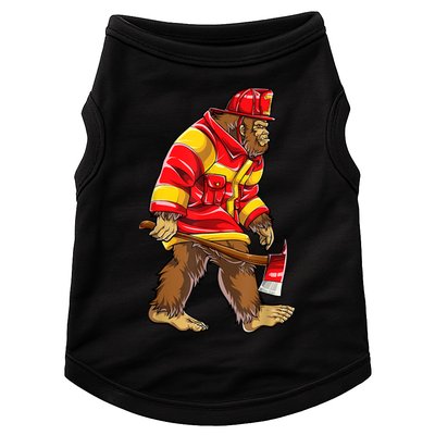 Bigfoot Firefighter Men Thin Red Line Sasquatch Lover Doggie Tank