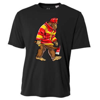 Bigfoot Firefighter Men Thin Red Line Sasquatch Lover Cooling Performance Crew T-Shirt