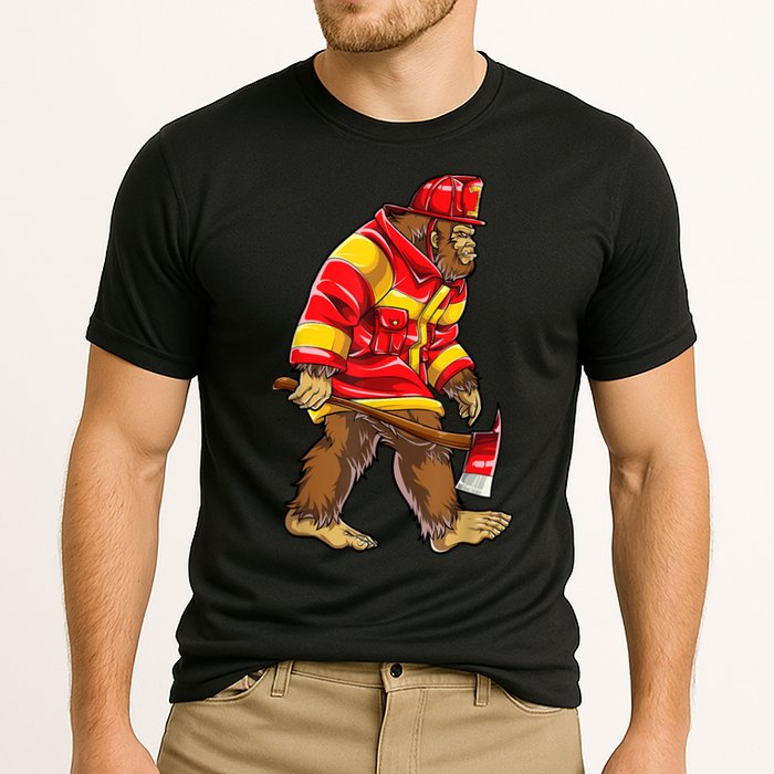 Bigfoot Firefighter Men Thin Red Line Sasquatch Lover Performance Shirt