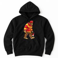 Bigfoot Firefighter Men Thin Red Line Sasquatch Lover Hoodie