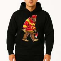 Bigfoot Firefighter Men Thin Red Line Sasquatch Lover Hoodie