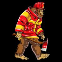 Bigfoot Firefighter Men Thin Red Line Sasquatch Lover Hoodie