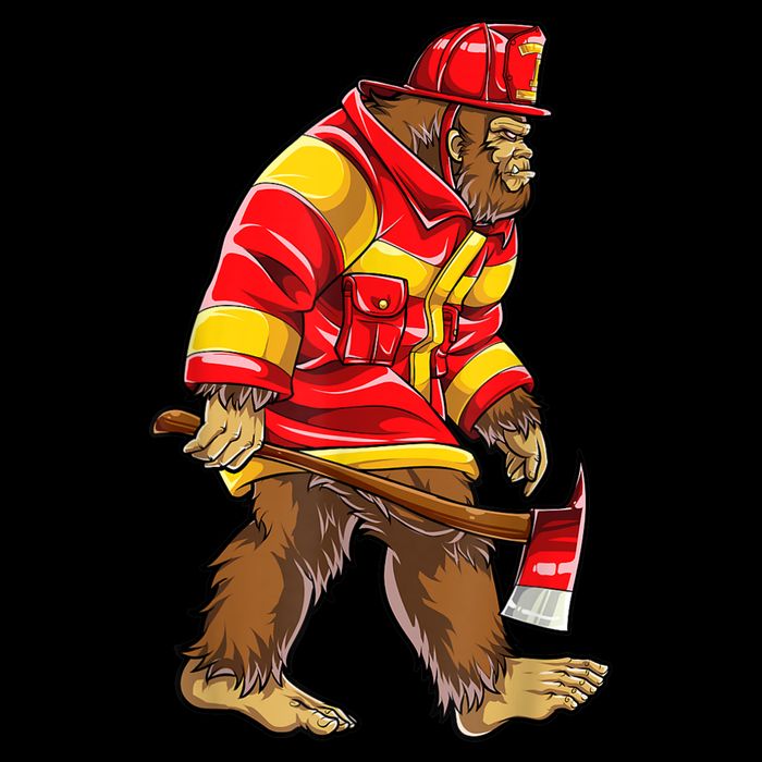 Bigfoot Firefighter Men Thin Red Line Sasquatch Lover Hoodie