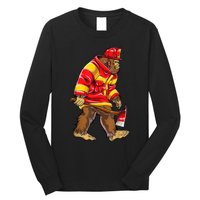 Bigfoot Firefighter Men Thin Red Line Sasquatch Lover Long Sleeve Shirt