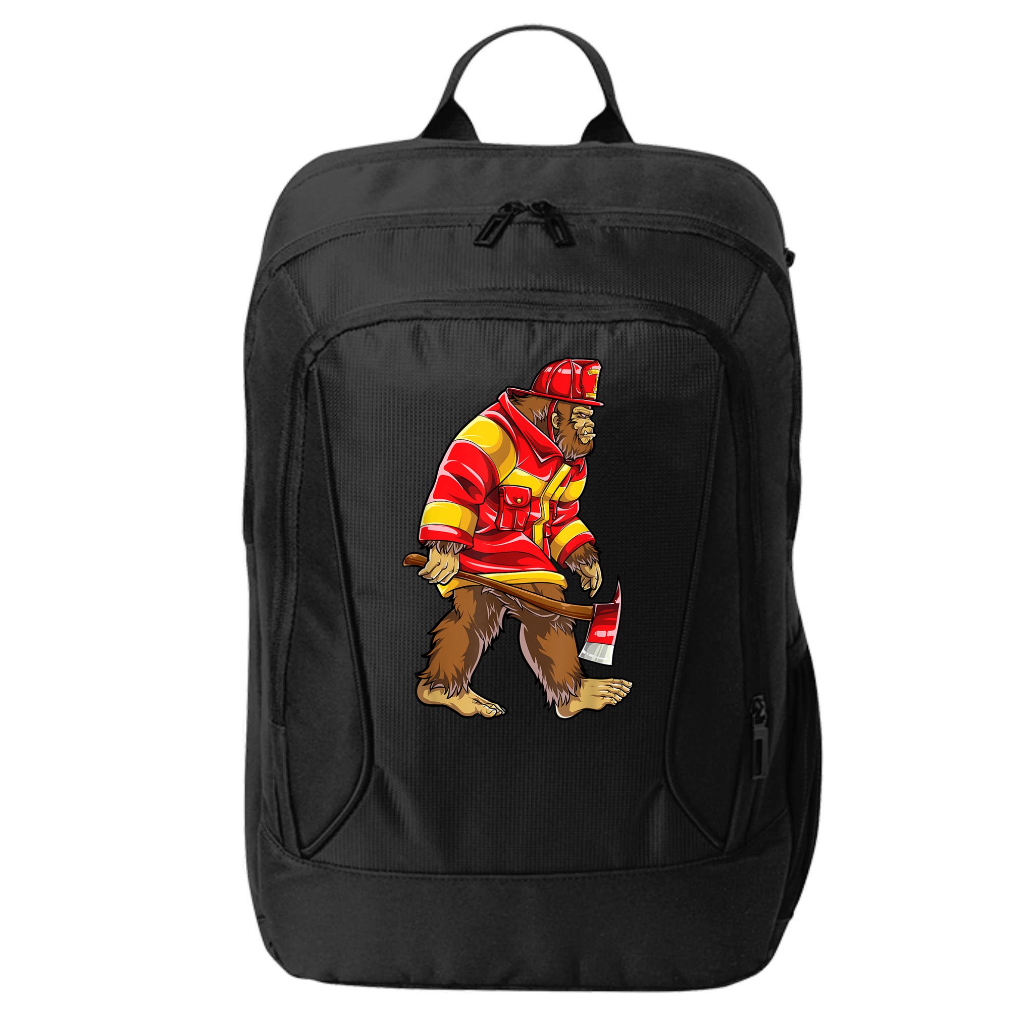 Bigfoot Firefighter Men Thin Red Line Sasquatch Lover City Backpack