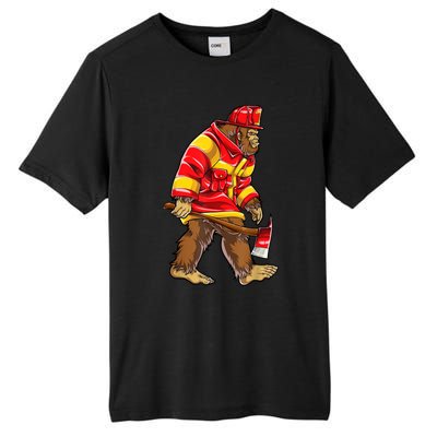 Bigfoot Firefighter Men Thin Red Line Sasquatch Lover Tall Fusion ChromaSoft Performance T-Shirt