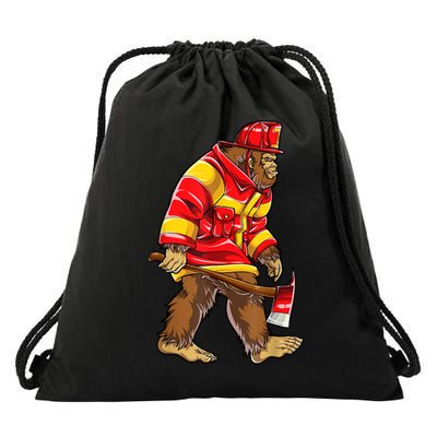 Bigfoot Firefighter Men Thin Red Line Sasquatch Lover Drawstring Bag