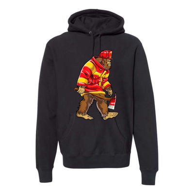 Bigfoot Firefighter Men Thin Red Line Sasquatch Lover Premium Hoodie