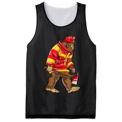 Bigfoot Firefighter Men Thin Red Line Sasquatch Lover Mesh Reversible Basketball Jersey Tank