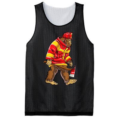 Bigfoot Firefighter Men Thin Red Line Sasquatch Lover Mesh Reversible Basketball Jersey Tank