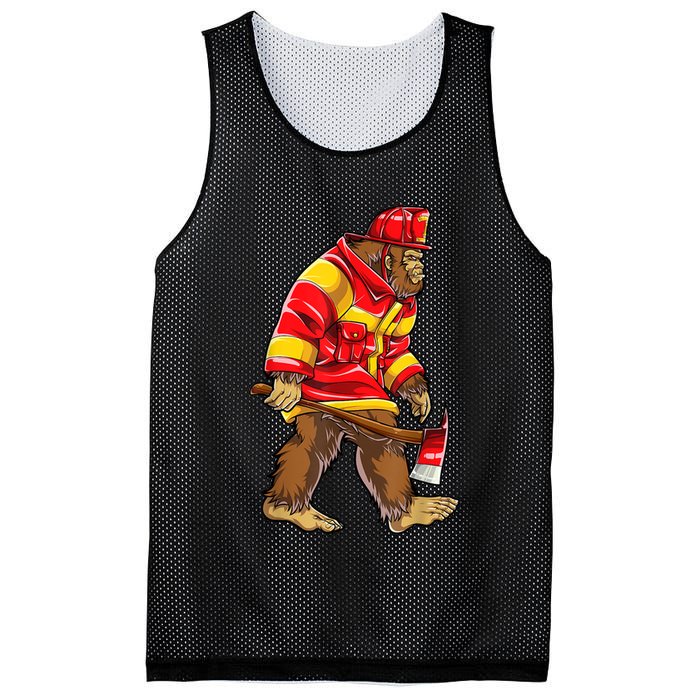 Bigfoot Firefighter Men Thin Red Line Sasquatch Lover Mesh Reversible Basketball Jersey Tank