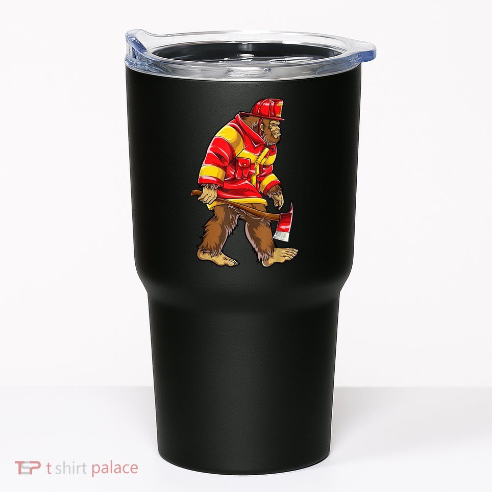 Bigfoot Firefighter Men Thin Red Line Sasquatch Lover Tumbler